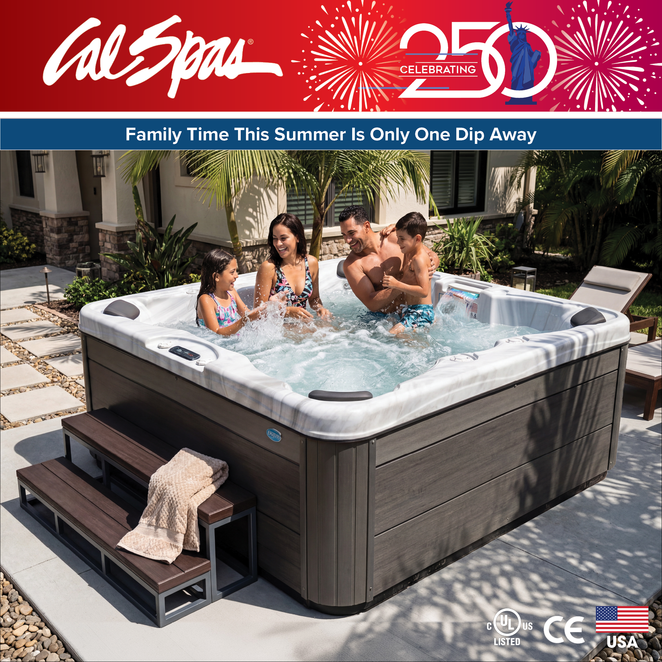 Calspas hot tub being used in a family setting - Germany